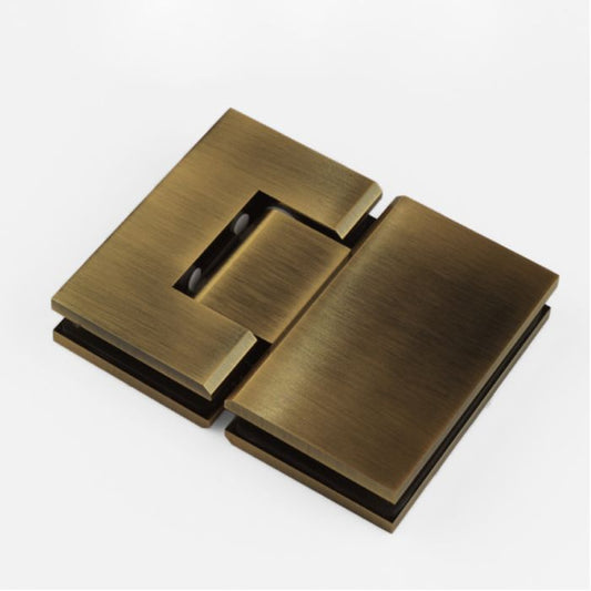 FORGE Frameless Shower Hinge Glass to Glass 180 Degrees - Antique Brass - Image 1