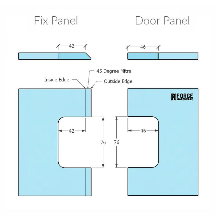 Forge Frameless Shower Hinge Heavy Duty Adjustable Glass to Glass 135 Degrees - Brushed Brass - Image 5