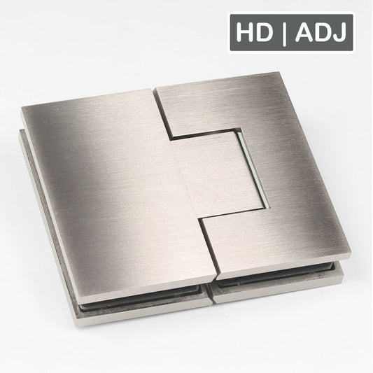 Forge Frameless Shower Hinge Heavy Duty Adjustable Glass to Glass 180 Degrees - Brushed Nickel - Image 1