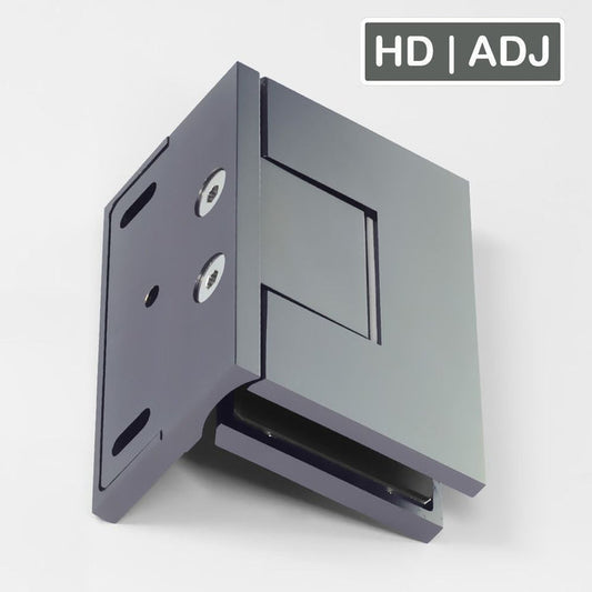 Forge Frameless Shower Hinge Heavy Duty Adjustable Glass to Wall L-Shape 90 Degrees - Gunmetal Grey - Image 1