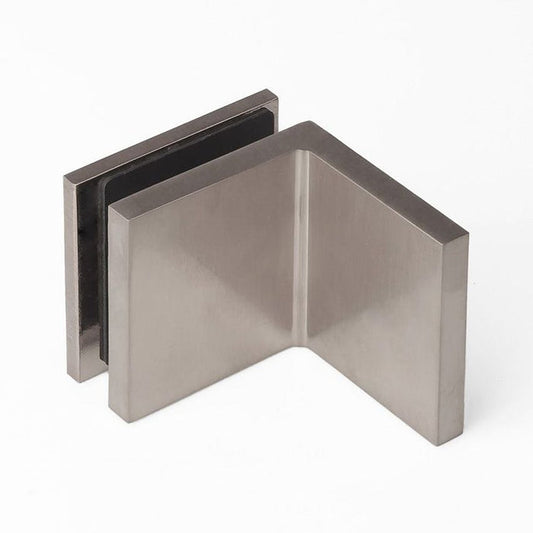 Forge Frameless Shower Screen Bracket Glass to Wall 90 Degrees Adjustable - Brushed Nickel - Image 1