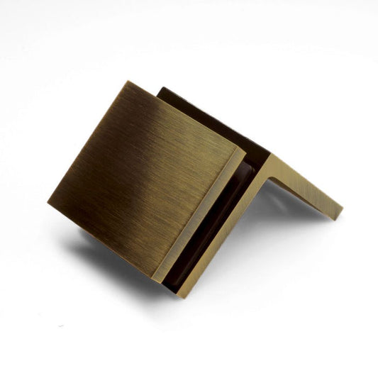 Forge Frameless Shower Screen Bracket Square Glass to Wall 90 Degrees - Antique Brass - Image 1