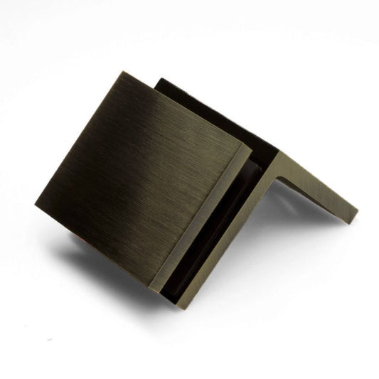 Forge Frameless Shower Screen Bracket Square Glass to Wall 90 Degrees - Dark Antique Brass - Image 1
