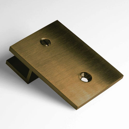 Forge Frameless Shower Screen U Bracket Square with Vertical Leg - Antique Brass - Image 1
