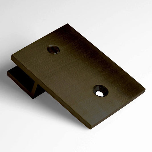 Forge Frameless Shower Screen U Bracket Square with Vertical Leg - Dark Antique Brass - Image 1