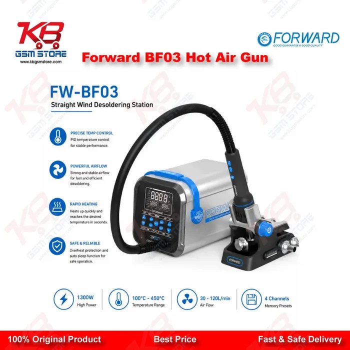 Forward BF03 1300W Hot Air Rework Station – PID Controlled Desoldering Gun for Mobile Repair