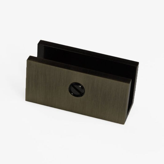 Frameless Shower Screen U Bracket Square - Dark Antique Brass - Image 1