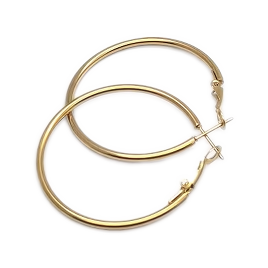 Gold Plated Hoop Earrings Gold / 316L Surgical grade steel / 80mm Earrings