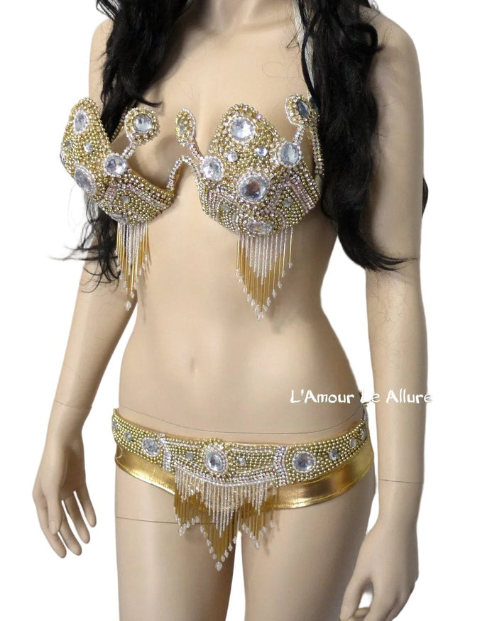 Golden Goddess Samba Carnival Dance Costume Rave Burlesque Showgirl