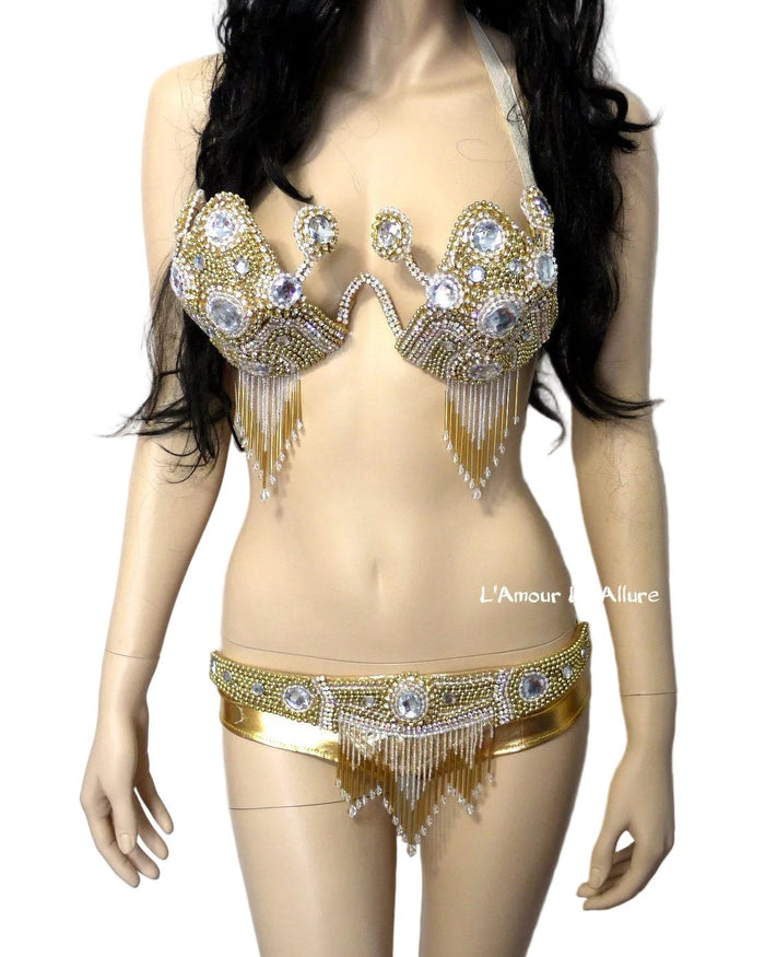 Golden Goddess Samba Carnival Dance Costume Rave Burlesque Showgirl