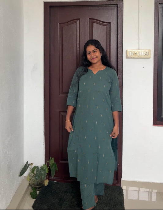 Green Traditional Cotton Co-ord