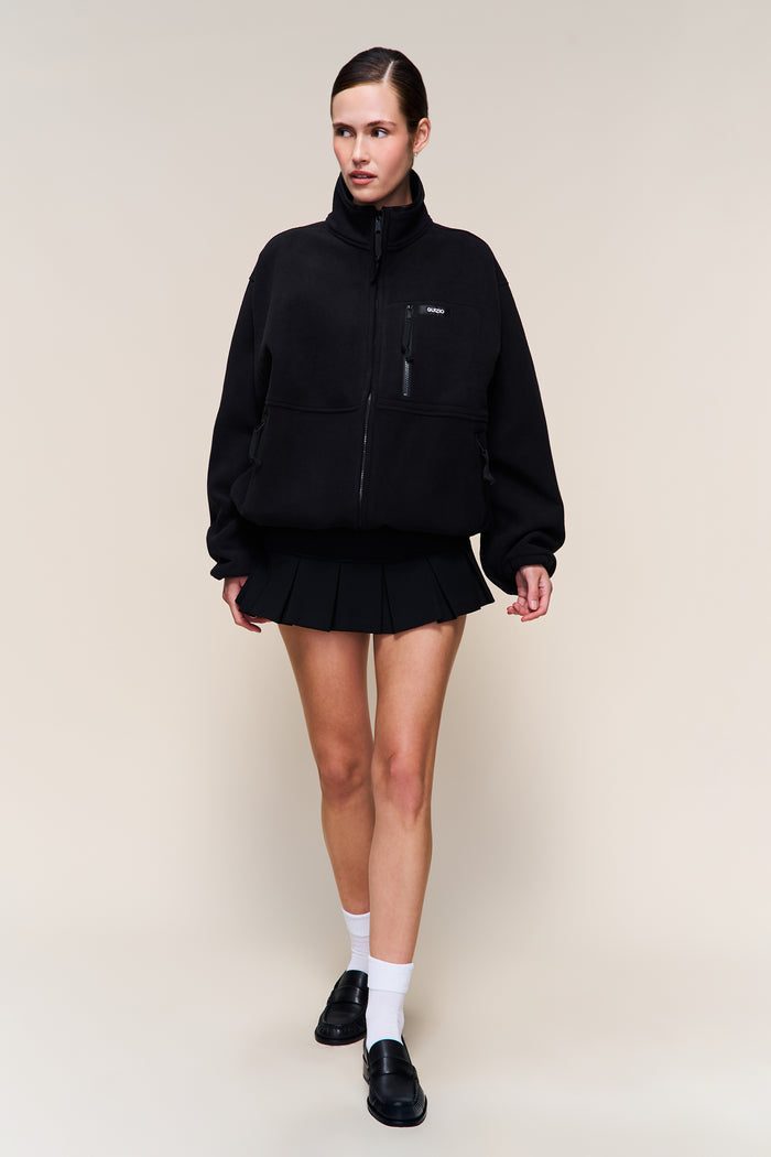 Guizio Fleece Zip Up Jacket in Black