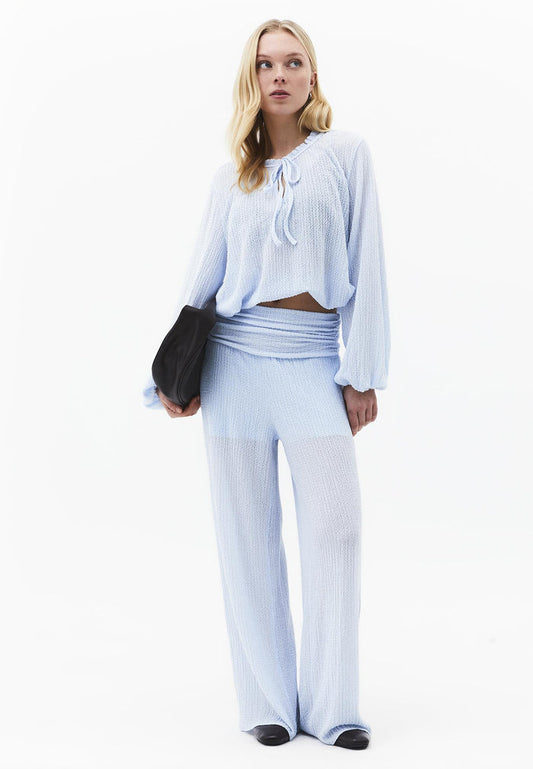 High Waist Wide Leg Pants - NANTUCKET BREEZE