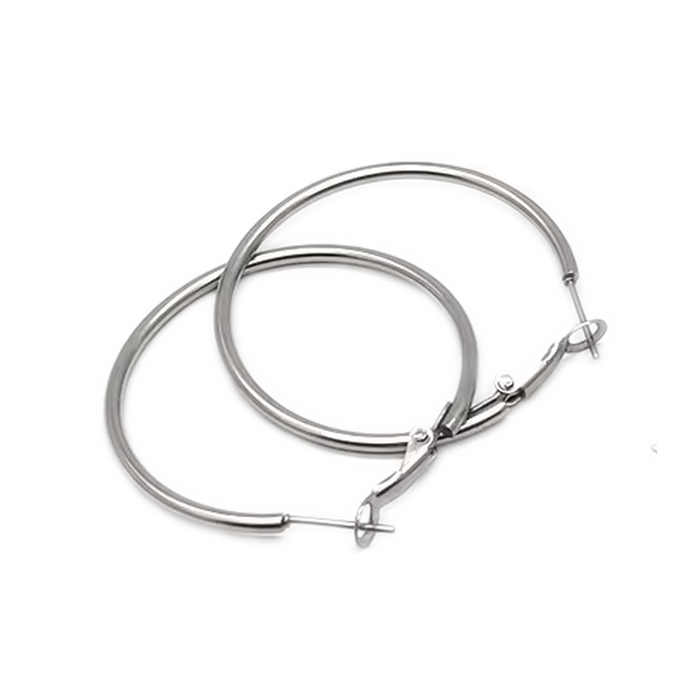 Hoop earrings Silver / 316L Surgical grade steel / 70mm Earrings