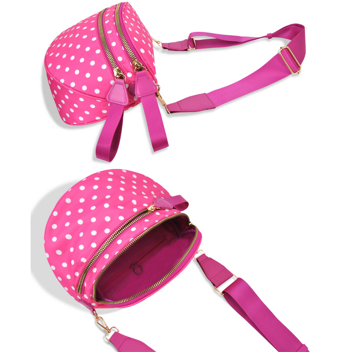 Hot Pink Polka Dots Utility Chic Crossbody Bag