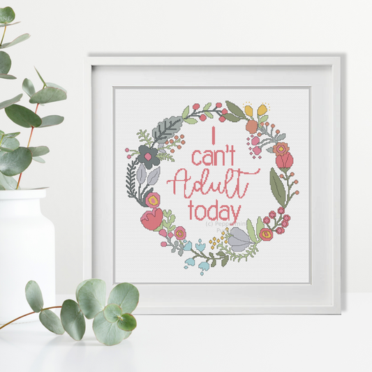 I can't Adult Today Cross Stitch Cross Stitch Pattern by Peppermint Purple
