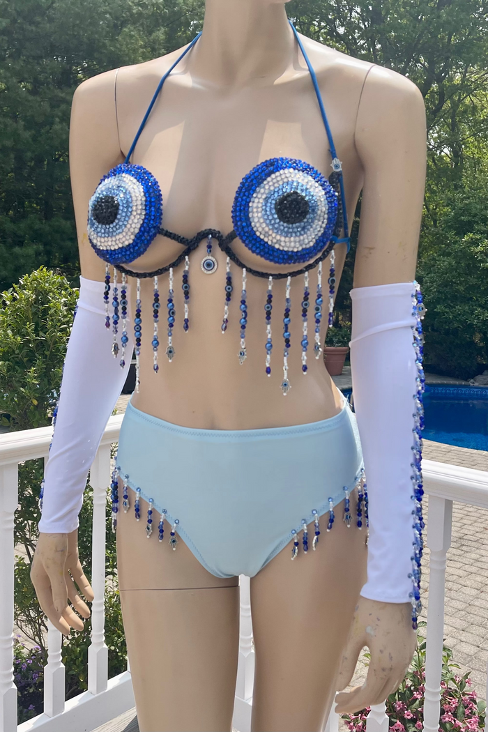 Blue Eye Carnival Top, Wrist bands and Bottom