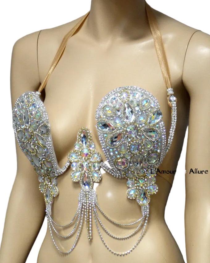 Iridescent Diamond Samba Carnival Top Dance Costume Rave Halloween Show Girl