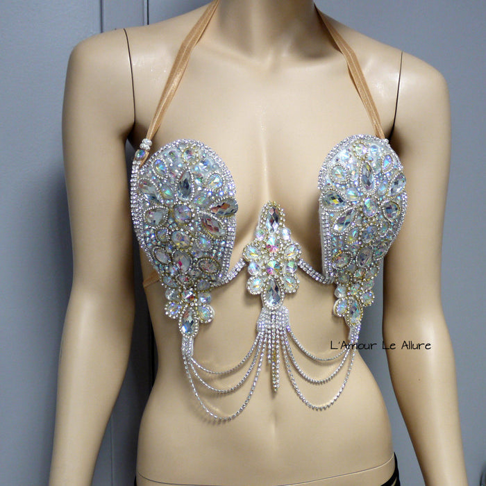 Iridescent Diamond Samba Carnival Top Dance Costume Rave Halloween Show Girl