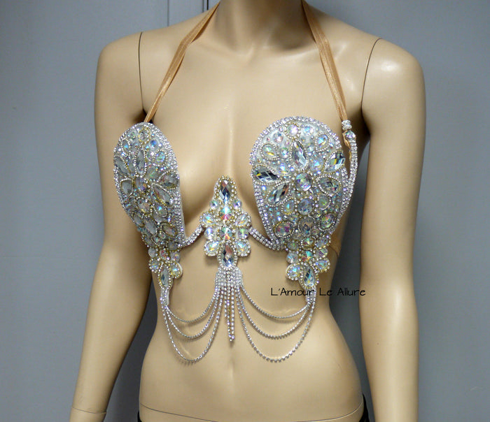 Iridescent Diamond Samba Carnival Top Dance Costume Rave Halloween Show Girl