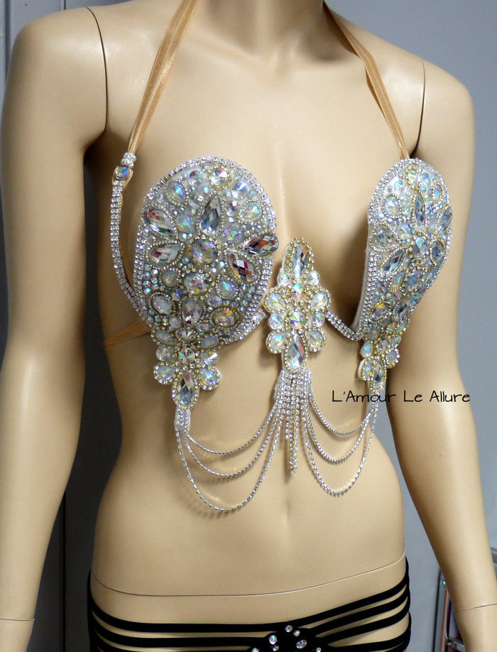 Iridescent Diamond Samba Carnival Top Dance Costume Rave Halloween Show Girl