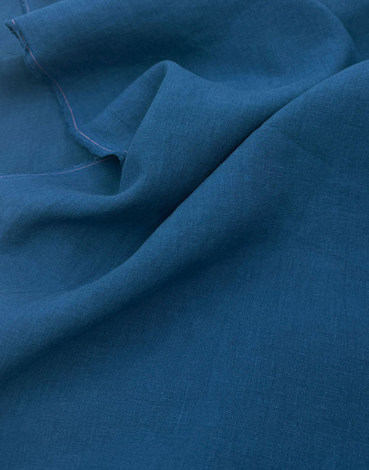 Ischia Washed Linen Fabric, Lapis Blue