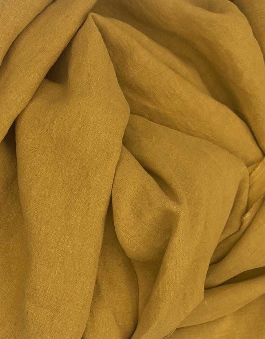 Ischia Washed Linen Fabric, Mustard