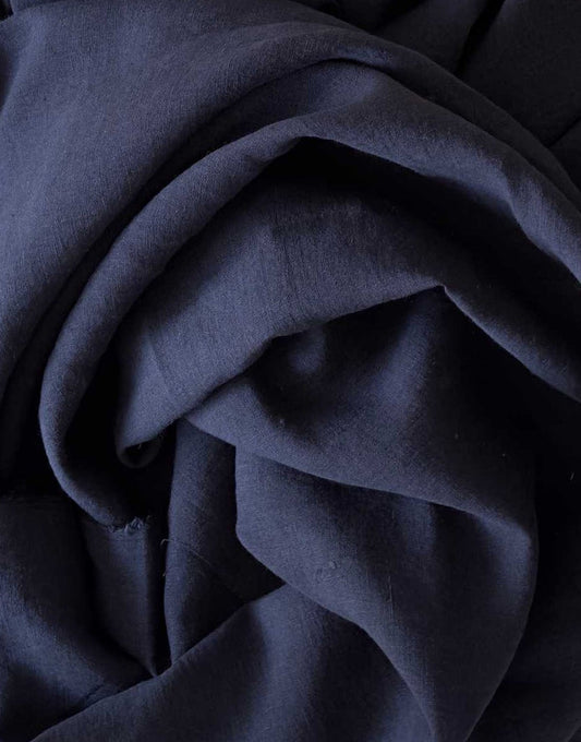 Ischia Washed Linen Fabric, Navy