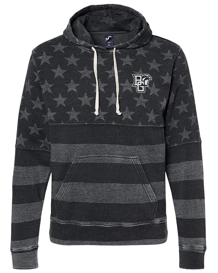 J America Peekaboo Tri Blend Hoodie Black Stars and Stripes