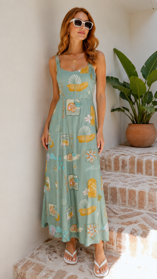 Jaya Vacation Maxi Dress Sage