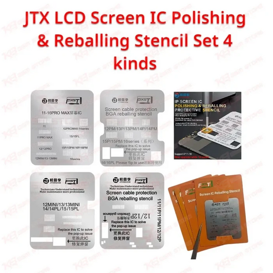 JTX LCD Screen IC Polishing & Reballing Stencil Set 4 kinds