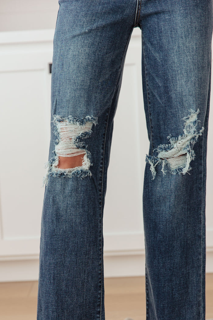 Judy Blue High Waist 90's Straight Jeans in Dark Wash