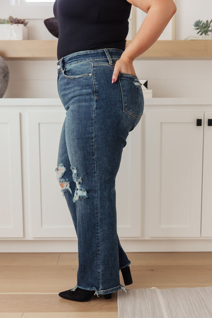 Judy Blue High Waist 90's Straight Jeans in Dark Wash