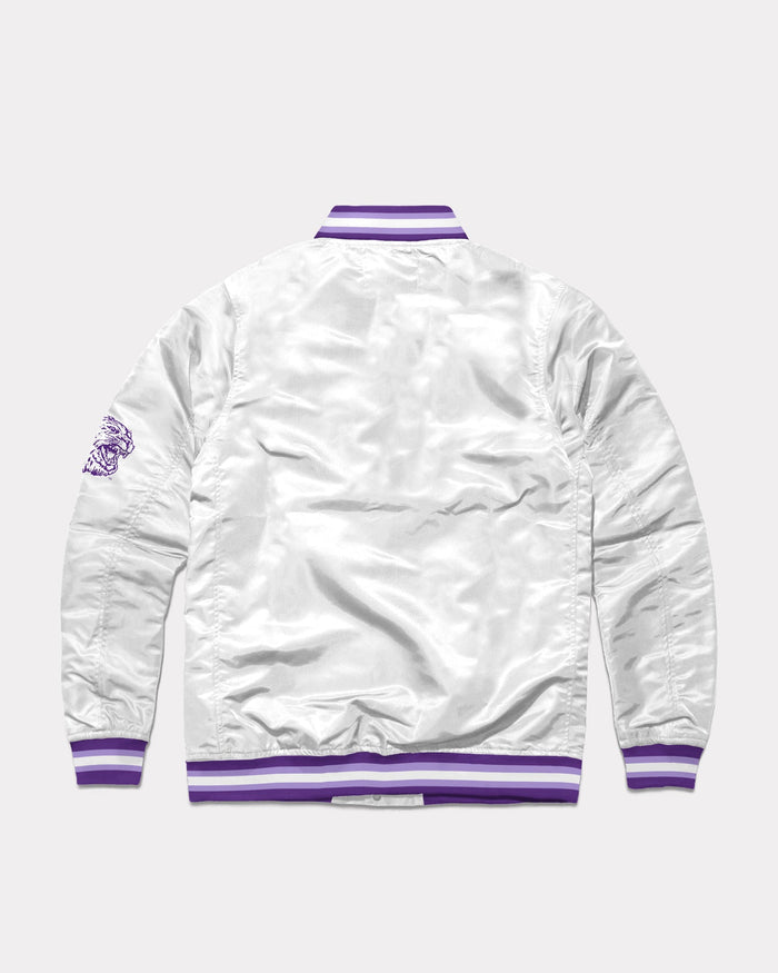 White K-State Wildcats Script Vintage Varsity Jacket Back