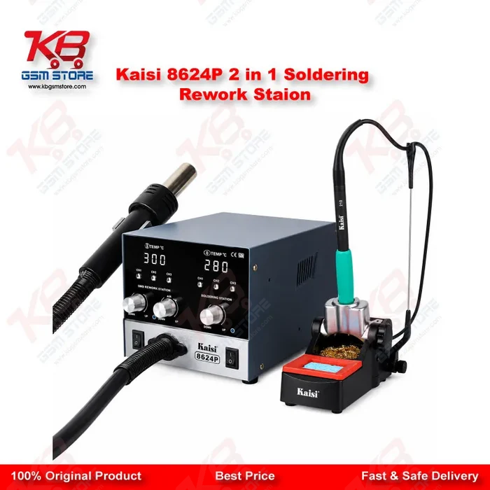 Kaisi 8624P 800W 2 in 1 Hot Air Gun & Soldering Iron Rework Station
