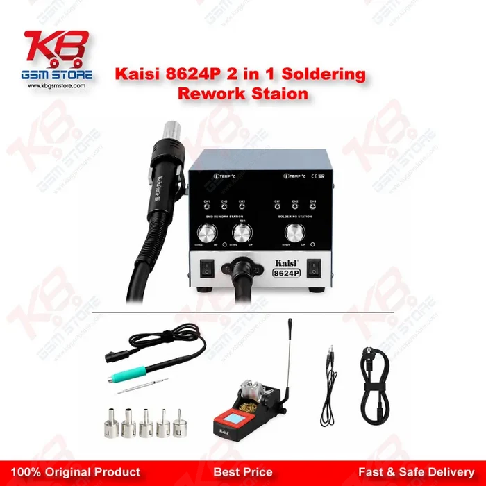 Kaisi 8624P 800W 2 in 1 Hot Air Gun & Soldering Iron Rework Station