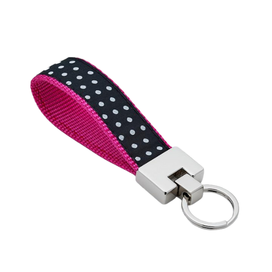 BLACK-WHITE-DOTS-DOG-KEY-RING