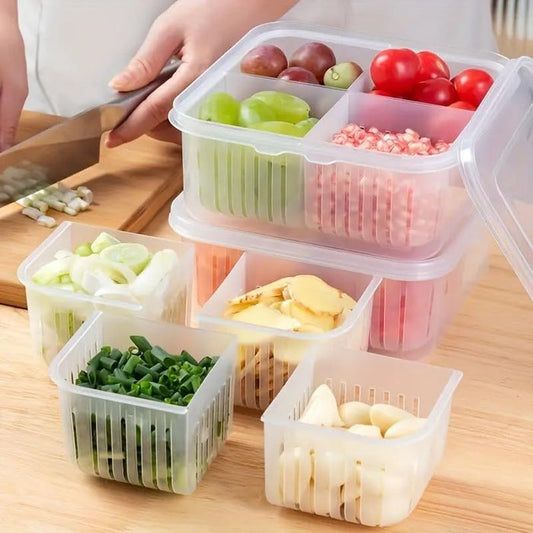 Kitchen Fridge Storage Box – 4-Grid Organizer