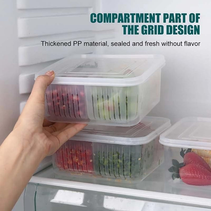 Kitchen Fridge Storage Box – 4-Grid Organizer