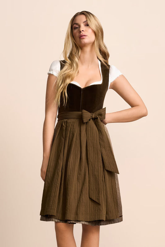 Kruger Midi Dirndl 2pcs. 60cm "Neleya" brown