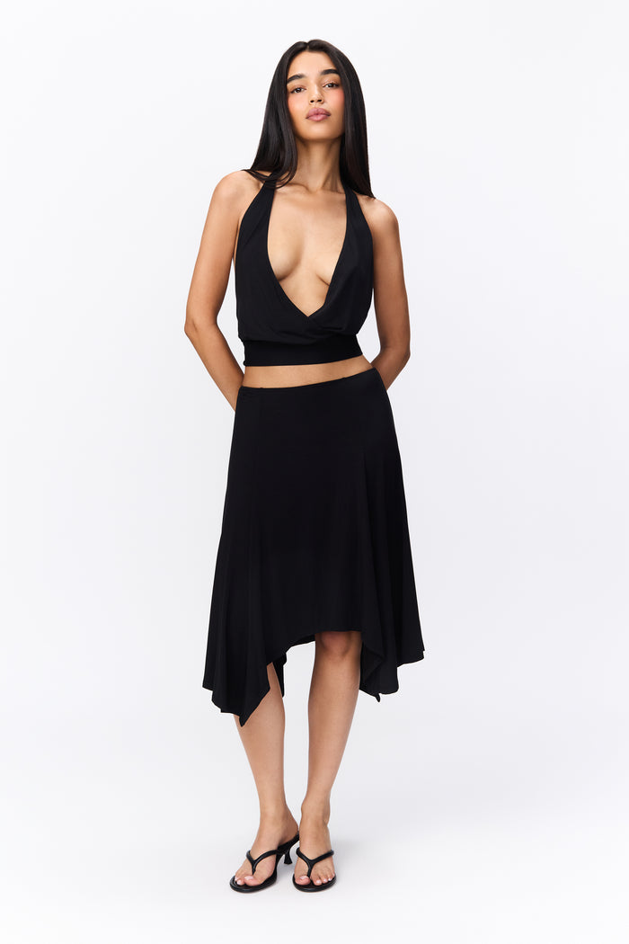 LANA HALTER TOP IN BLACK