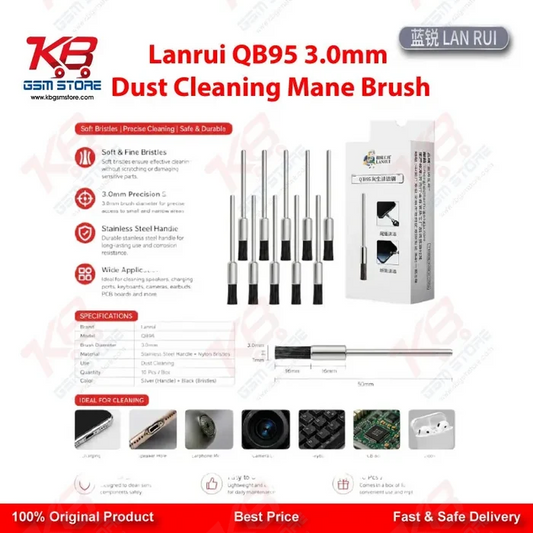 Lanrui QB95 3.0mm Dust Cleaning Mane Brush for Mobile PCB and IC Pad Cleaning