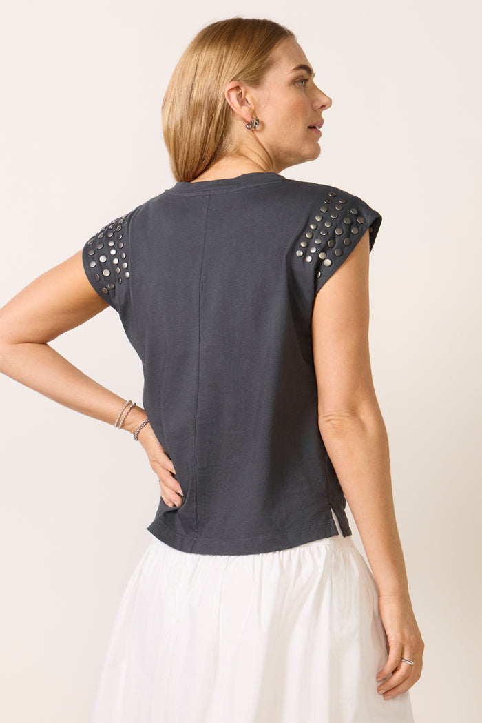 Leyla Stud Shoulder Tee