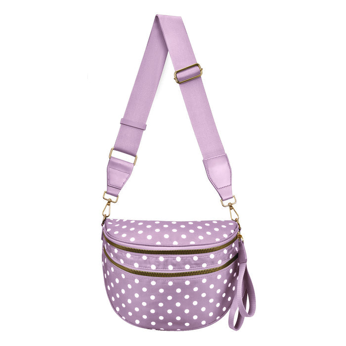 Light Purple Polka Dots Utility Chic Crossbody Bag
