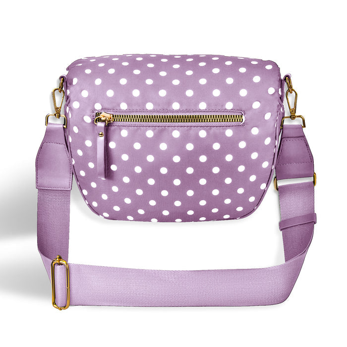 Light Purple Polka Dots Utility Chic Crossbody Bag