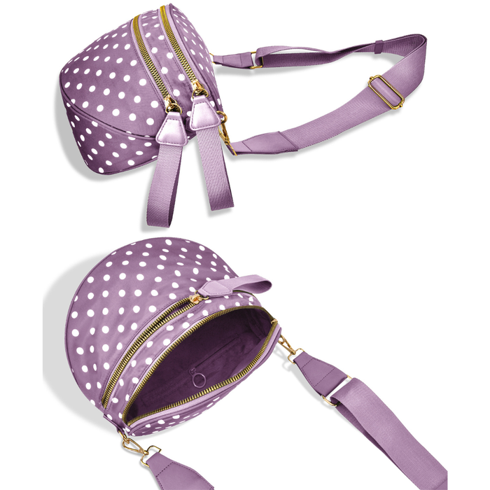 Light Purple Polka Dots Utility Chic Crossbody Bag
