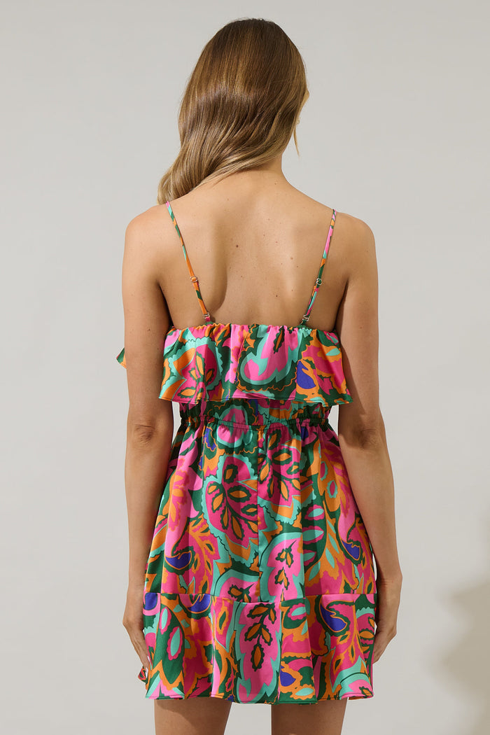 Lilia Tropical Convertible Ruffle Mini Dress