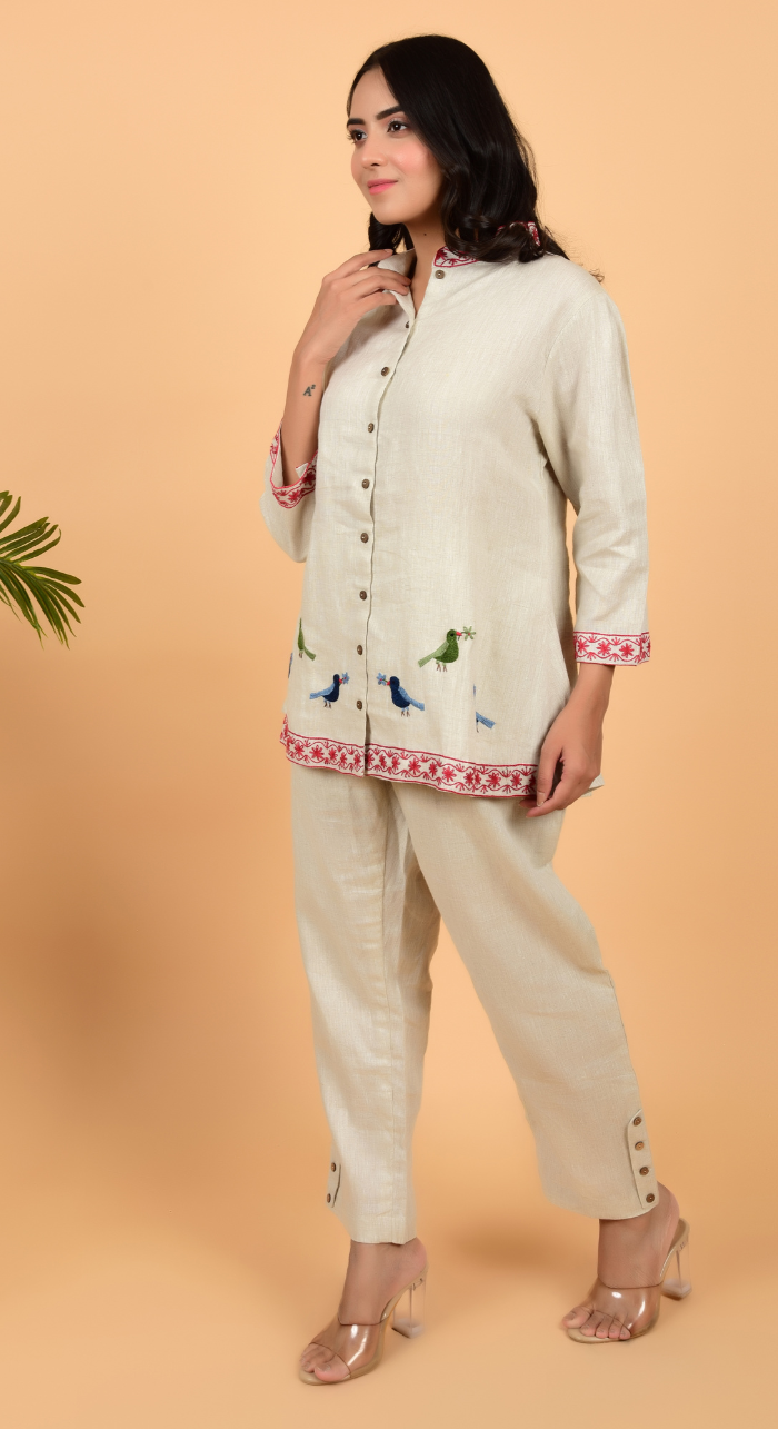 Linen Co-Ords With Hand Work