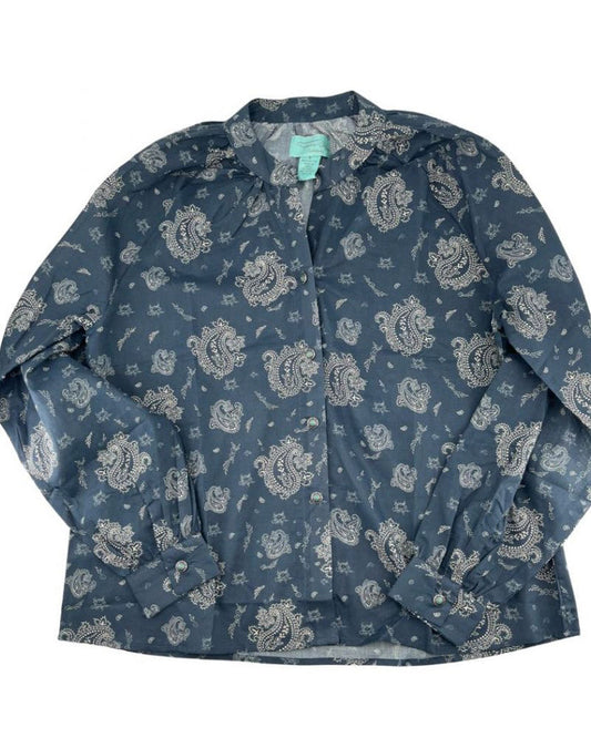 Tasha Polizzi Marie Blouse in Navy paisley print.