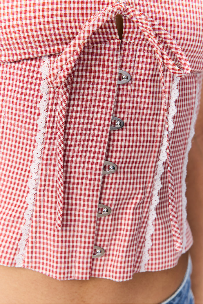 Marini Gingham Corset in Red Love Gingham
